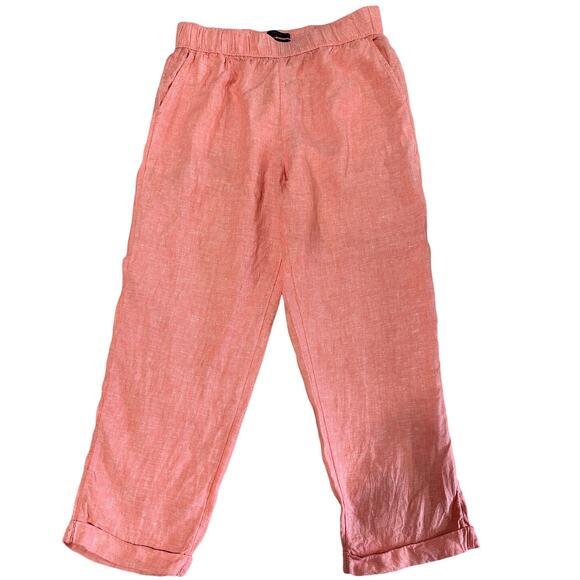 Rachel Rachel Roy Peach Linen Pull On Cropped Pants Size M - Picture 1 of 7